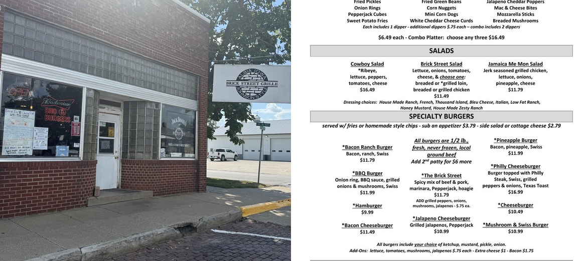 Brick Street Grille, Johnson Style Menu