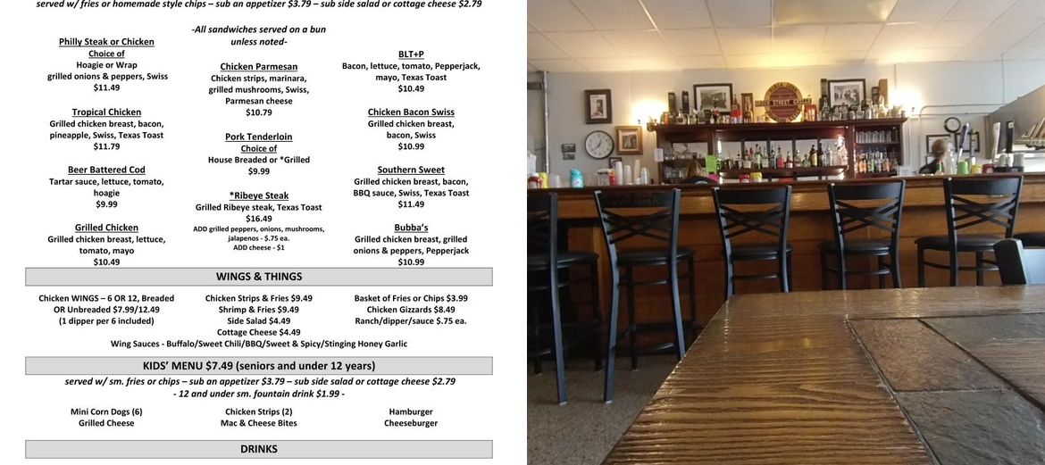 Brick Street Grille, Johnson Style Menu