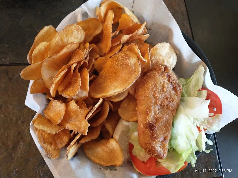 Fried Cod Sandwich with Chips