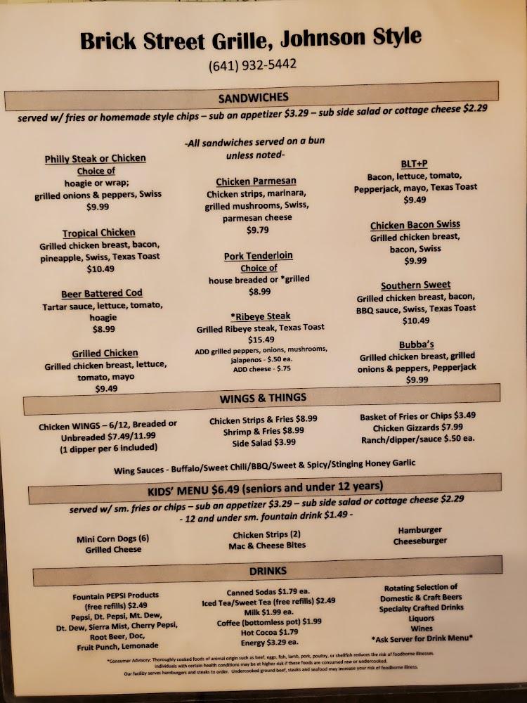 Brick Street Grille, Johnson Style Menu image 3