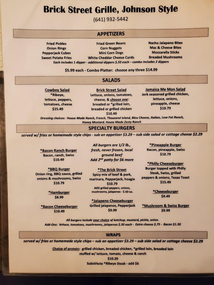Brick Street Grille, Johnson Style Menu image 4